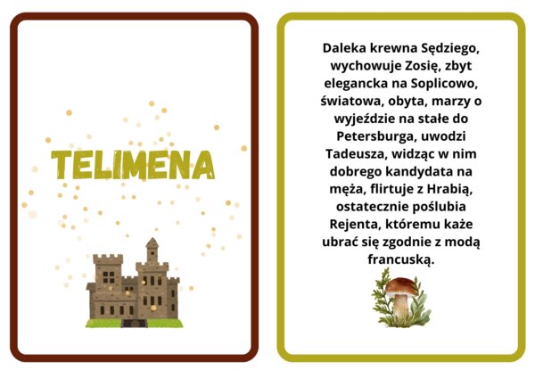 Fiszki, bohaterowie "Pana Tadeusza", 10 postaci z opisem, format pdf