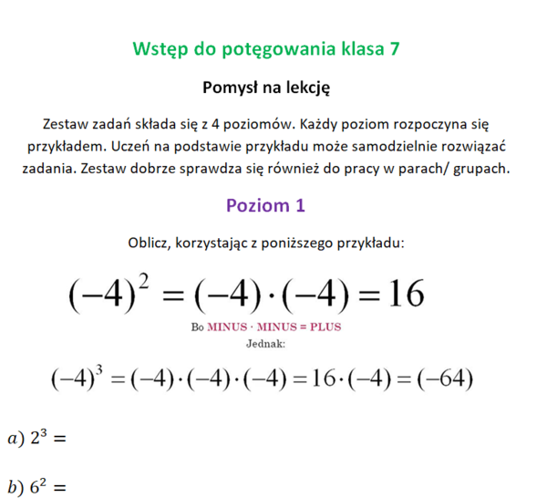 Wprowadzenie do potęg klasa 7 :-)