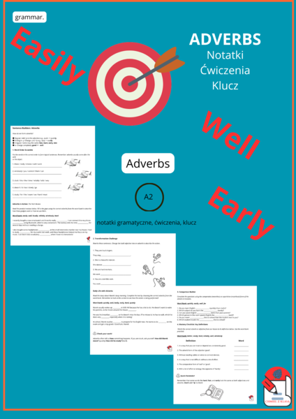 ADVERBS- KLASA 7 notatka, ćwiczenia, klucz
