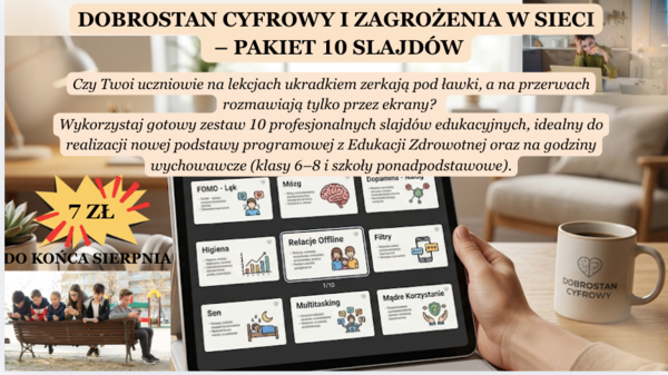 Edukacja Zdrowotna Prezentacja| Dobrostan Cyfrowy i Zagrożenia w Sieci – Pakiet 10 Slajdów| ^-8 klasa szkoły podstawowej oraz szkoły ponadpodstawowe|