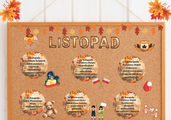 Gazetka szkolna „LISTOPAD” – najważniejsze święta miesiąca|25 stron do druku|Grafiki w różnych rozmiarach|Wiele możliwości aranżacji