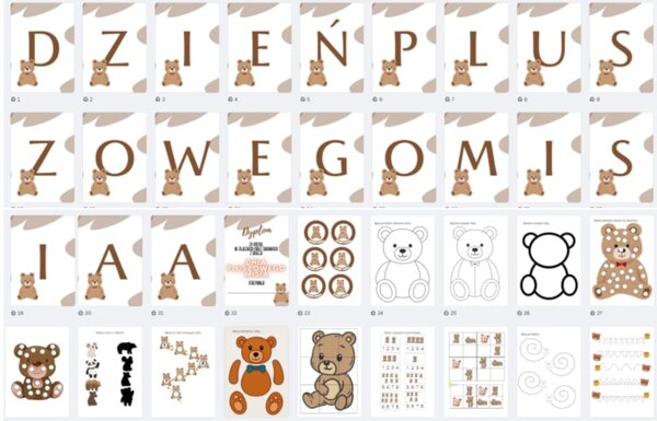 Dzień Pluszowego Misia - girlanda, dyplom, zadania