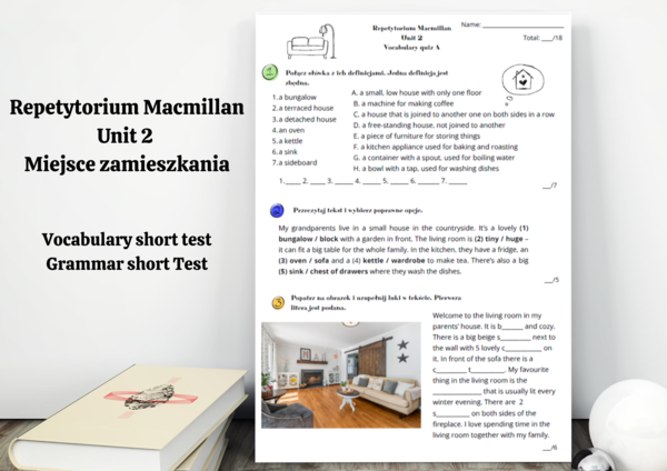 Repetytorium Ósmoklasisty Macmillan - Unit 2 - Miejsce zamieszkania - Kartkówki - Short Vocabulary and Grammar tests