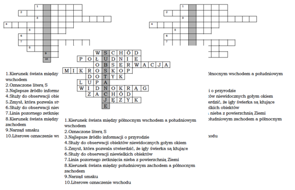 Logogryf dla klasy 4 na wprowadzenie do lekcji przyrody o substancjach