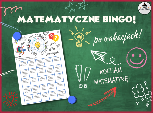 MATEMATYCZNE BINGO - na początek roku szkolnego, pierwsze lekcje matematyki