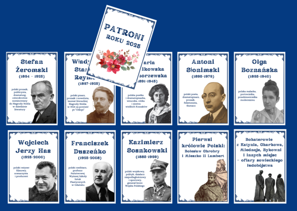 PATRONI ROKU 2025 – gazetka – biblioteka – język polski – 11 stron – wersja 3