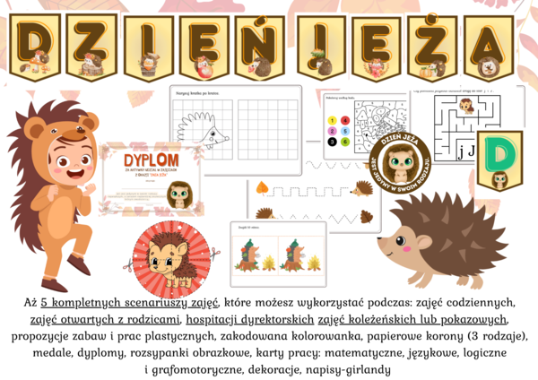 10.11 - Dzień Jeża - Scenariusz zajęć, karty pracy