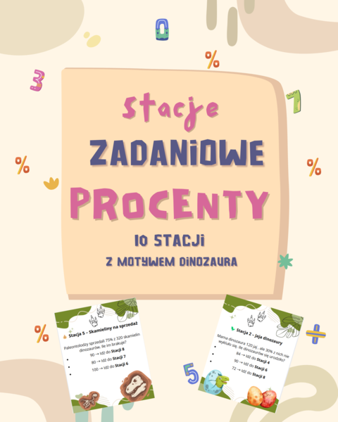 🦕 Stacje zadaniowe – PROcenty 🦖