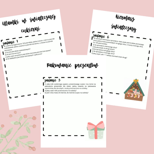 Zadania Świąteczne Ułamki klasa 7 8 Święta EduLove