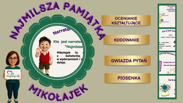 Mikołajek- opowiadanie „Najmilsza pamiątka” klasa IV – prezentacja + karty pracy