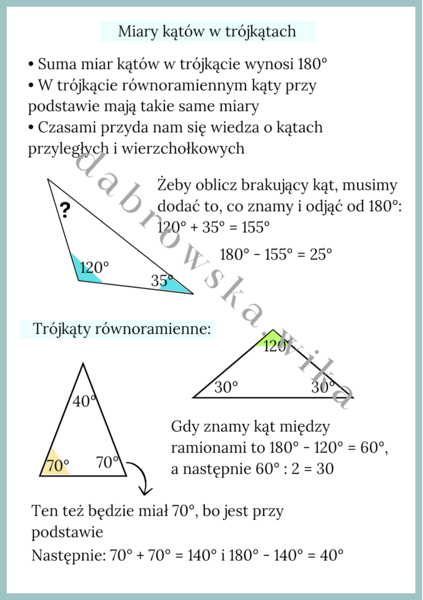 Miary kątów w trójkątach