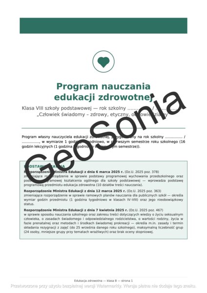 Komplety Pakiet do Edukacji Zdrowotnej dla Klasy VIII – cały rok szkolny