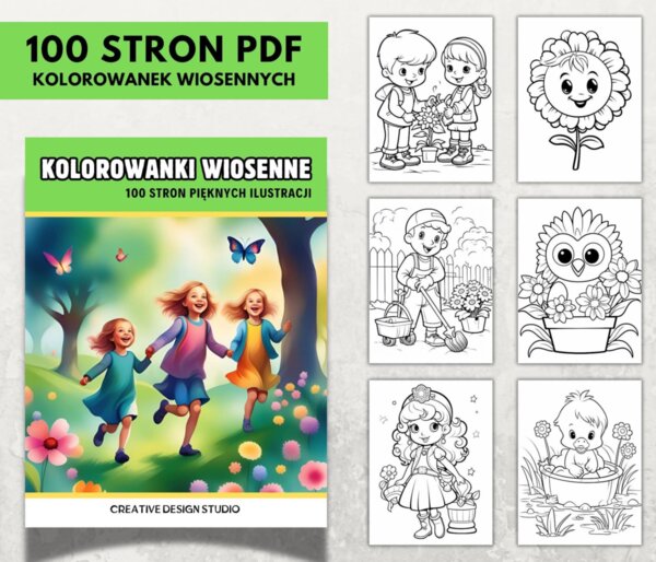Kolorowanki wiosenne 🌺🌷 100 stron przepięknych ilustracji dla najmłodszych ❤️🌺
