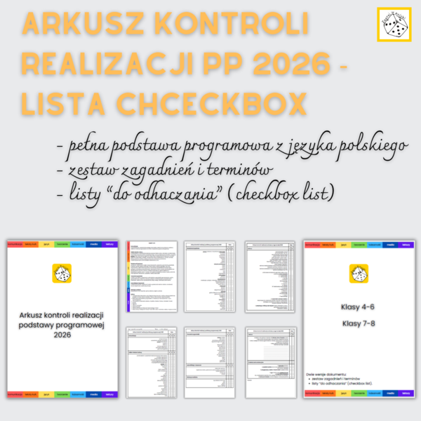 Podstawa programowa 2026 - arkusz kontroli realizacji  nowej pp  z języka polskiego - zestaw zagadnień i lista checkbox