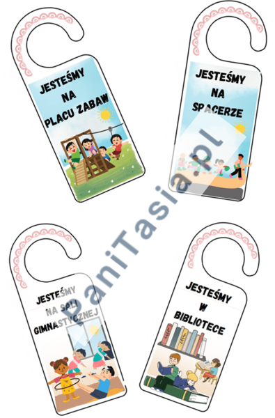 Zawieszki na drzwi, tabliczki informacyjne - pakiet 8 zawieszek