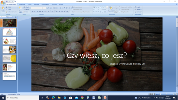 Czy wiesz co jesz? - prezentacja na zajęcia z wychowawcą w klasie VIII.