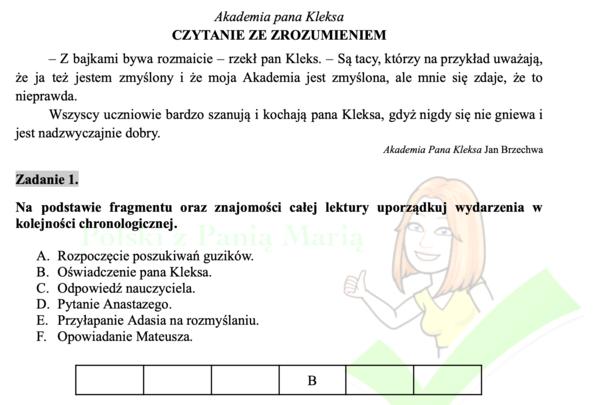 Akademia pana Kleksa - czytanie ze zrozumieniem