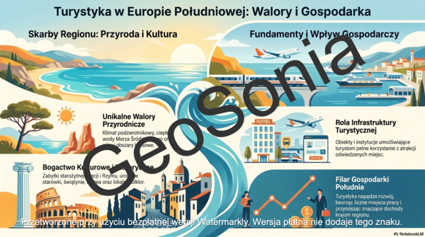 Turystyka w Europie Południowej klasa 6 sketchnotka