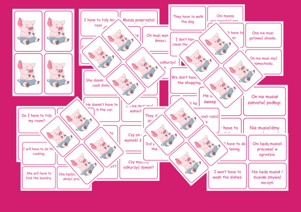 "Have to/Had to /Will have to + household chores"  game