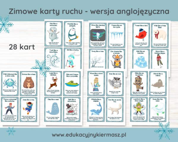 Zimowe karty ruchu dla dzieci - wersja anglojęzyczna