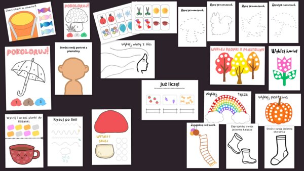 Karty pracy różne jesienne i uniwersalne (21 kart)