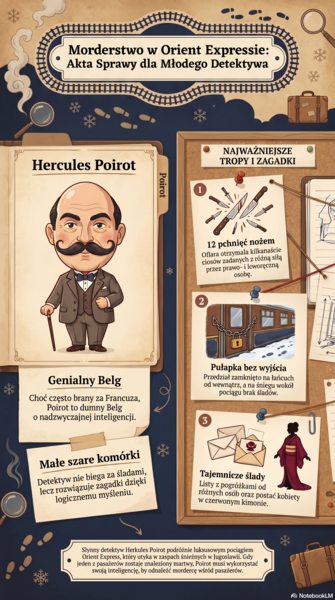 Pakiet "Morderstwo w Orient Expressie", Escape room/ stacje, dwie prezentacje, naklejka