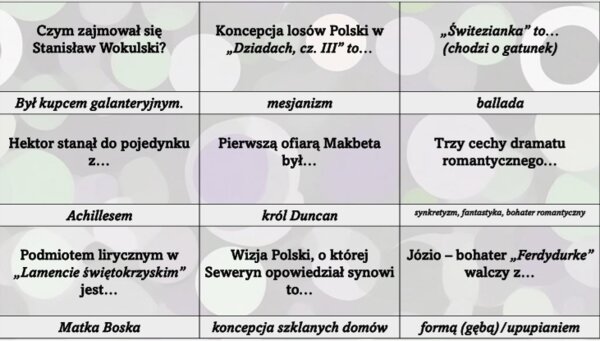 Powtórka lektur licealnych w 135 pytaniach