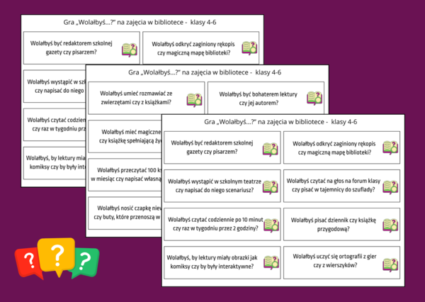 GRA „WOLAŁBYŚ….?” – język polski - biblioteka – świetlica – kl. 4-6 – 80 pytań
