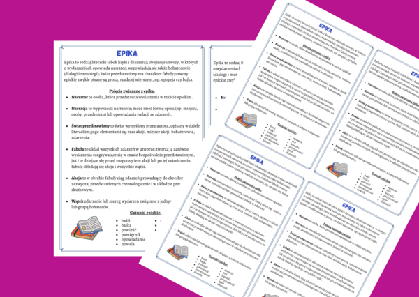 EPIKA - rodzaje literackie – wklejka – wklejki - kl.4-8 – egzamin – powtórzenie