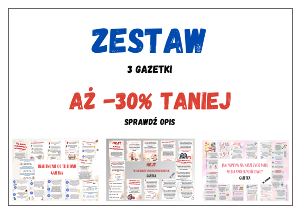 Uzależnienie od telefonu + Jaki wpływ na nasze życie mają media społecznościowe + Hejt w mediach społecznościowych (Higiena cyfrowa)- W ZESTAWIE TANIEJ - 30%