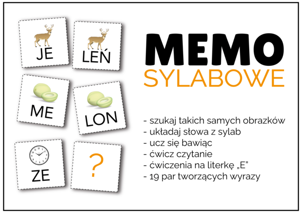 MEMO Sylabowe – 19 par tworzących wyrazy z literką „E”