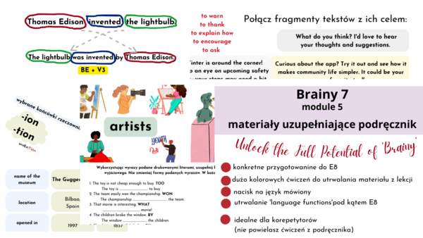 Brainy 7, unit 5, dodatkowe materiały rozszerzające podręcznik,przygotowanie do E8, strona bierna, Passive voice-Present i Past Simple