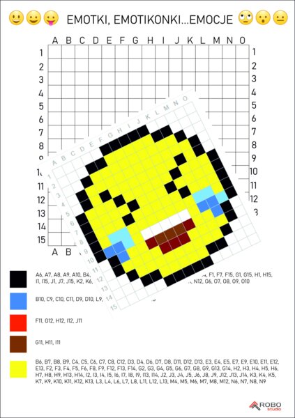 kodowanka EMOTKA 1, emotikon, emocje, buźka, dyktando graficzne, kodowanie