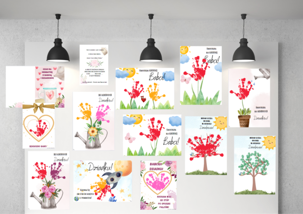 Plakaty do odbijania dłoni z okazji Dnia Babci i Dziadka