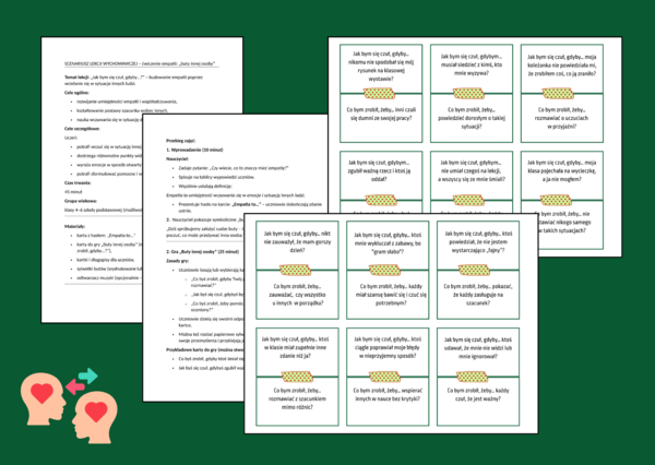 BUTY INNEJ OSOBY - scenariusz lekcji i gra - 60 fiszek - ZAJĘCIA Z WYCHOWAWCĄ – biblioteka – świetlica - klasy 4-8 - EMPATIA