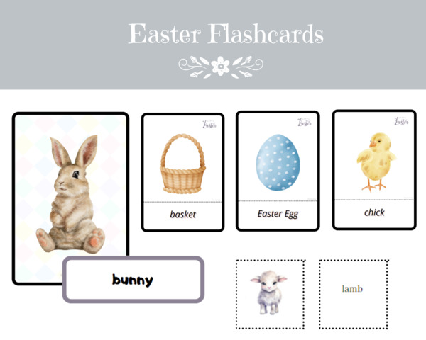 Easter Flashcard Set- Zestaw Wielkanocnych kart obrazkowych i wyrazowych