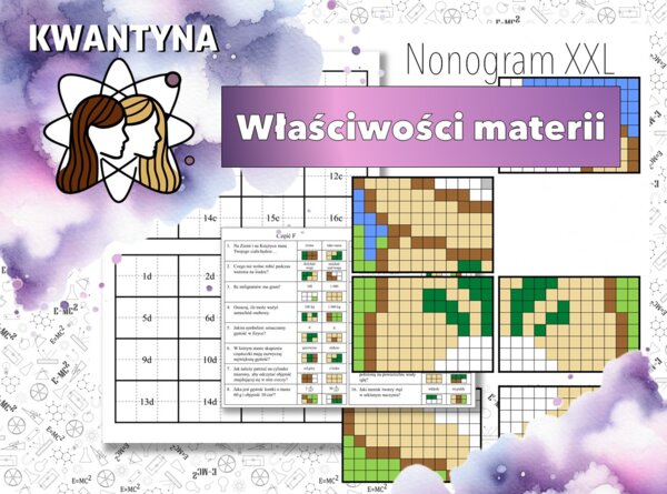 Kolorowanka XXL: Fizyka. Klasa 7. Właściwości materii. Pomysł na ciekawą lekcję! Karta pracy. MOC powtórki.