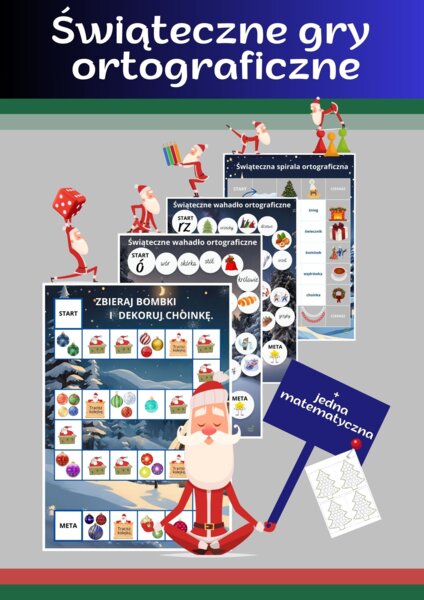 Świąteczne gry ortograficzne plus jedna matematyczna