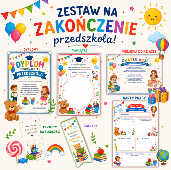 ZAKOŃCZENIE PRZEDSZKOLA/ZERÓWKI - dyplomy. gratulacje, zakładki i inne