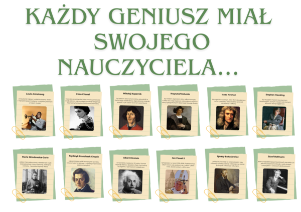 Gazetka szkolna - Każdy geniusz miał swojego nauczyciela...