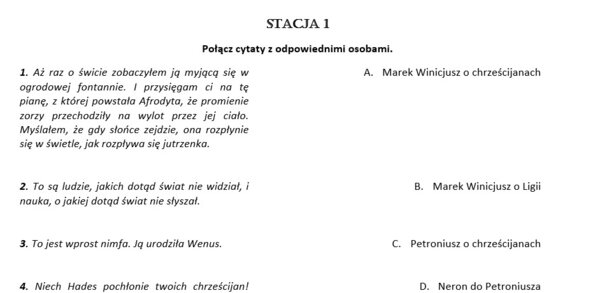 "Quo vadis" - stacje zadaniowe (6 zadań)