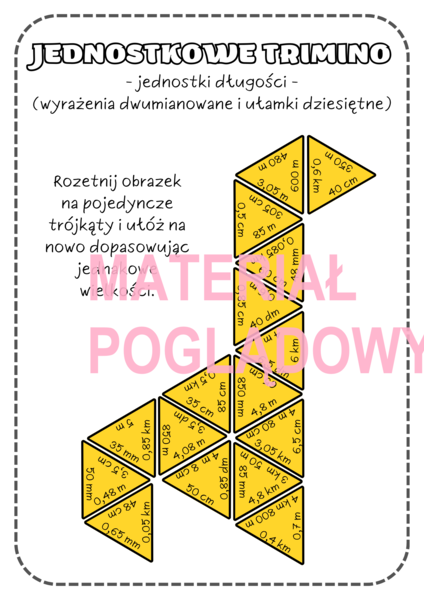 TRIMINO - zamiana jednostek długości (wyrażenia dwumianowane i ułamki dziesiętne)