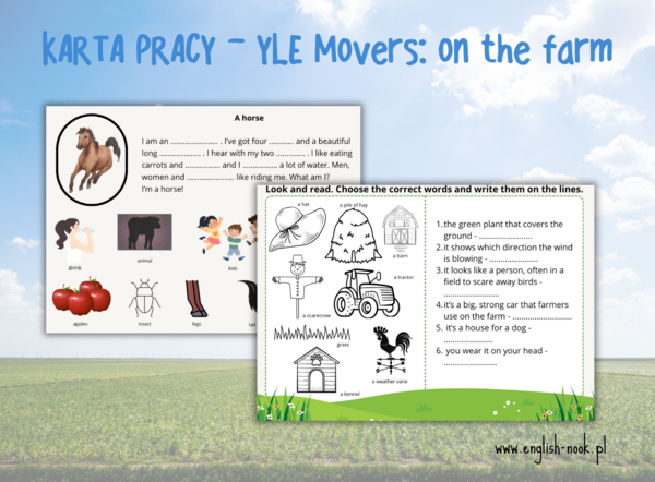Karta pracy ON THE FARM - Cambridge ESOL exam YLE Movers