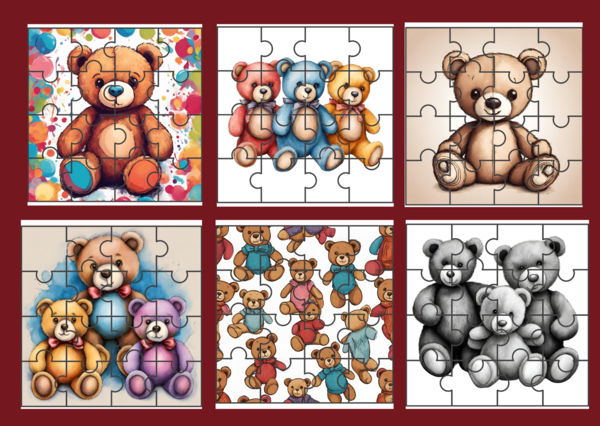 DZIEŃ PLUSZOWEGO MISIA - PUZZLE - 10 obrazków - ćwiczenia redakcyjne