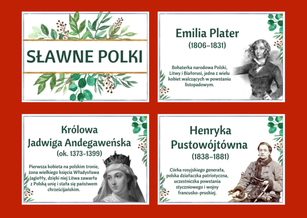 DZIEŃ KOBIET – – gazetka – SŁAWNE POLKI – biblioteka – świetlica – 24 strony – wersja 4