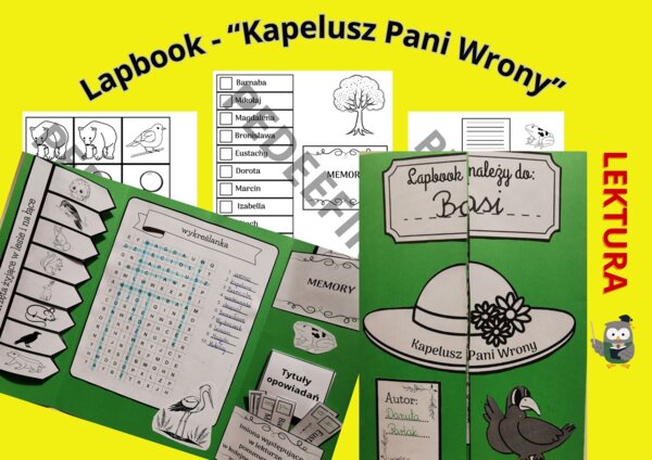 Lapbook - "Kapelusz Pani Wrony" + test sprawdzający wiedzę z lektury