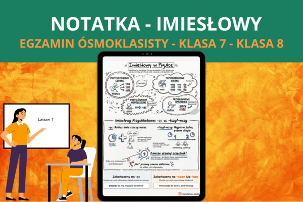 Imiesłowy – notatka w pigułce | język polski, imiesłowy przymiotnikowe i przysłówkowe, zasady, przykłady, klasa 7–8, egzamin ósmoklasisty
