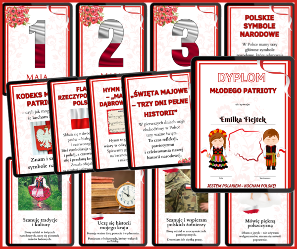 ŚWIĘTA MAJOWE- GAZETKA+ DYPLOM MŁODEGO PATROTY