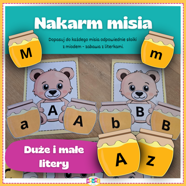 Nakarm misia - dopasowywanie liter - Dzień Misia