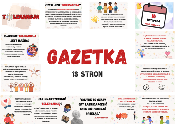 Tolerancja - Międzynarodowy Dzień Tolerancji GAZETKA